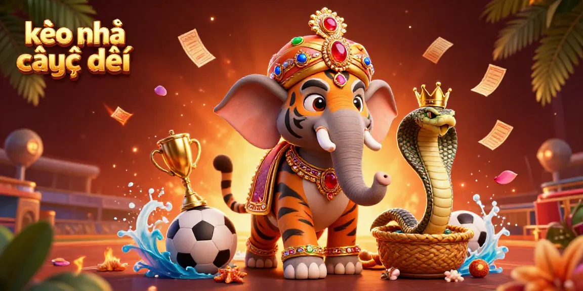 Experience the excitement of kèo nhà cái trực tiếp with a colorful scene of sports betting elements and characters in action.