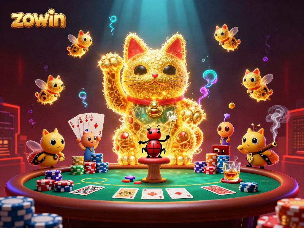 Experience the thrill of zowin in a vibrant casino scene featuring dynamic golden fireflies.